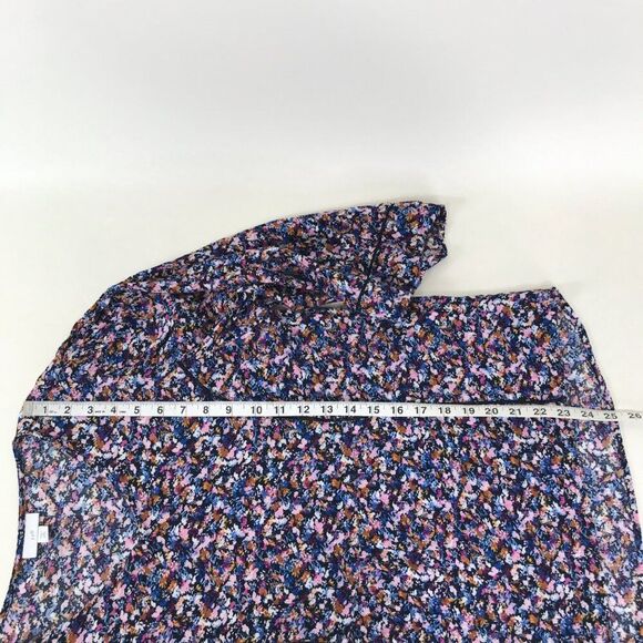 J. Jill Floral 3/4 Sleeve Blouse Women's XS Petite Crinkle Rayon Relaxed Career - Picture 8 of 11